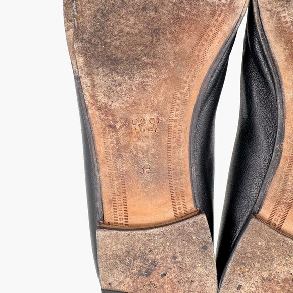 Gucci Brixton Horsebit Flat Loafers Black Leather Size 39 US 9 Women Jordaan - Picture 13 of 15